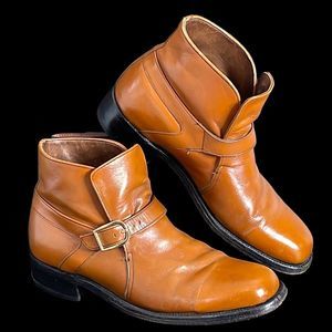 Men’s Vintage Slip on Cognac Orange Leather Boots